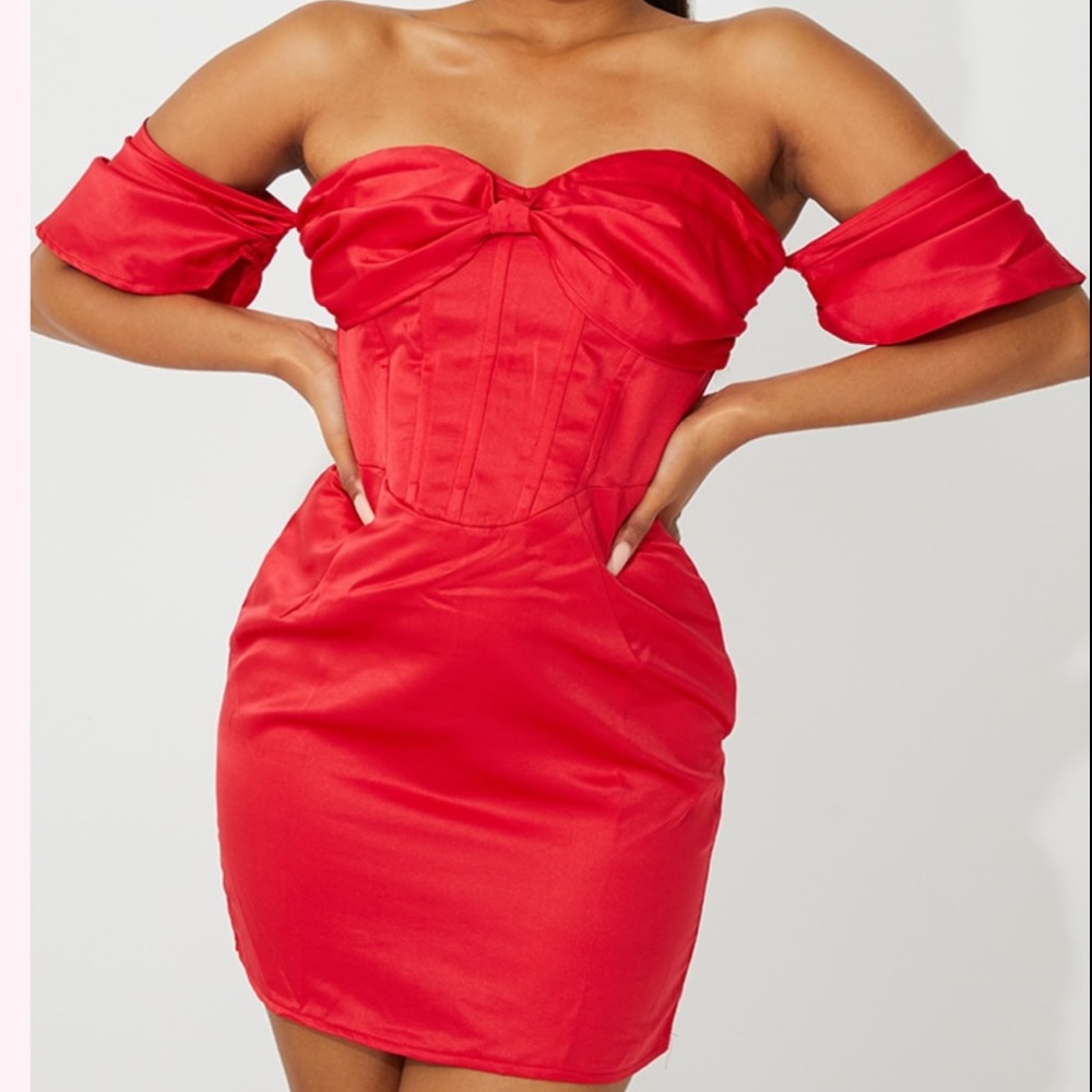 PLT red corest mini dress